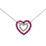 14k White Gold Heart Charm Diamond And Topaz Necklace