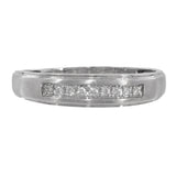 Mens 14k White Gold Diamond Satin Finish Ring