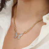 14K Yellow Gold Butterfly Necklace