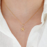 14k Yellow Gold Dainty Chain Starfish Necklace