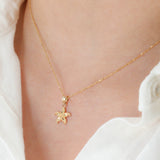 14k Yellow Gold Dainty Chain Starfish Necklace