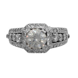 Ladies 14k White Gold Crystal and Diamond Ring