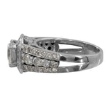 Ladies 14k White Gold Crystal and Diamond Ring