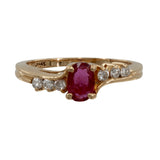 14k Yellow Gold Ruby And Diamond Accents Ring