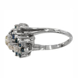 14k White Gold Blue Topaz Diamond Cocktail Ring