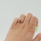 Ladies 10k Yellow Gold Ruby Diamond Cocktail Ring