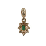 14k Yellow Gold Diamond And Green Stone Pendant