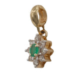 14k Yellow Gold Diamond And Green Stone Pendant