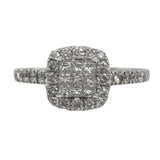 Ladies 14k White Gold Diamond Cluster Engagement Ring