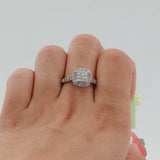 Ladies 14k White Gold Diamond Cluster Engagement Ring