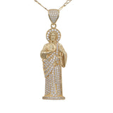 14k Yellow Gold with Cubic Zirconia St Jude/ San Judas Pendant/ Real Gold Pendant