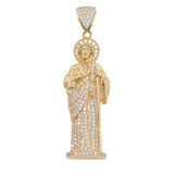 14k Yellow Gold with Cubic Zirconia St Jude/ San Judas Pendant/ Real Gold Pendant