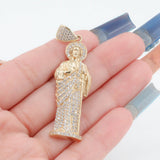 14k Yellow Gold with Cubic Zirconia St Jude/ San Judas Pendant/ Real Gold Pendant