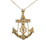 14k Yellow Gold Mariner Cross Pendant