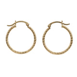 14k Yellow Gold Spiral Cut Hoop Earrings