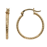 14k Yellow Gold Spiral Cut Hoop Earrings