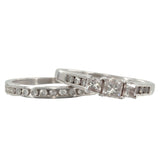 Ladies 14k White Gold Diamond Wedding Ring Set