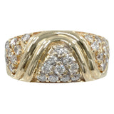 14k Yellow Gold Triple Cluster Diamond Ring