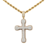 14k Yellow Gold Diamond Studded Cross Pendant