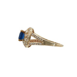 14k Yellow Gold Diamond and Blue Spinel Cocktail Ring