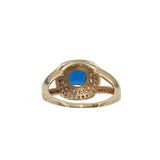 Anillo de cóctel de espinela azul y diamantes en oro amarillo de 14 k