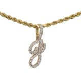 Colgante de diamantes “J” de oro amarillo de 14 k