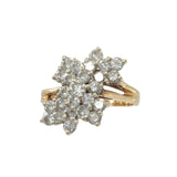 Ladies 14k Yellow Diamond Cocktail Cluster Ring