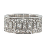 14k White Gold Princess and Brilliant Cut Diamond Band