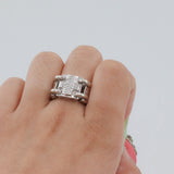 14k White Gold Cross Link Pave Diamond Ring