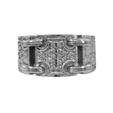 14k White Gold Cross Link Pave Diamond Ring