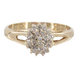 14k Yellow Gold Cluster Diamond Ring and Earrings Jewelry Set