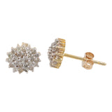 14k Yellow Gold Cluster Diamond Ring and Earrings Jewelry Set