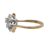 14k Yellow Gold Dual Floral Diamond Cluster Ring