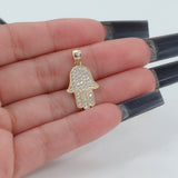 14k Yellow Gold Cubic Zirconia Hamsa Pendant