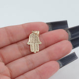 14k Yellow Gold Cubic Zirconia Hamsa Pendant