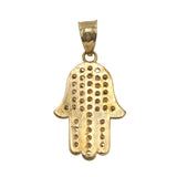 14k Yellow Gold Cubic Zirconia Hamsa Pendant