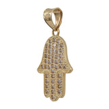 14k Yellow Gold Cubic Zirconia Hamsa Pendant