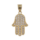 14k Yellow Gold Cubic Zirconia Hamsa Pendant