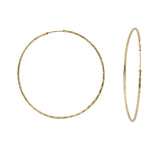 14k Yellow Gold Diamond Cut Large Hoop Earrings