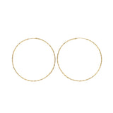 14k Yellow Gold Diamond Cut Large Hoop Earrings