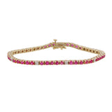 14k Yellow Gold Illusion Set Diamond and Spinel Tennis Bracelet