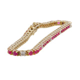 14k Yellow Gold Illusion Set Diamond and Spinel Tennis Bracelet