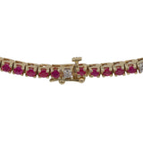 14k Yellow Gold Illusion Set Diamond and Spinel Tennis Bracelet