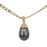 14k Yellow Gold Tahitian Pearl Diamond Pendant