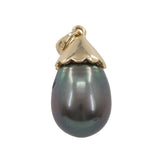 14k Yellow Gold Tahitian Pearl Diamond Pendant