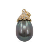 14k Yellow Gold Tahitian Pearl Diamond Pendant