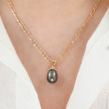 14k Yellow Gold Tahitian Pearl Diamond Pendant