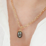 14k Yellow Gold Tahitian Pearl Diamond Pendant