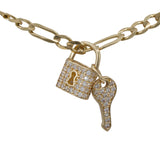 14k Yellow Gold Cubic Zirconia Lock & Key Charm