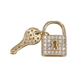 14k Yellow Gold Cubic Zirconia Lock & Key Charm